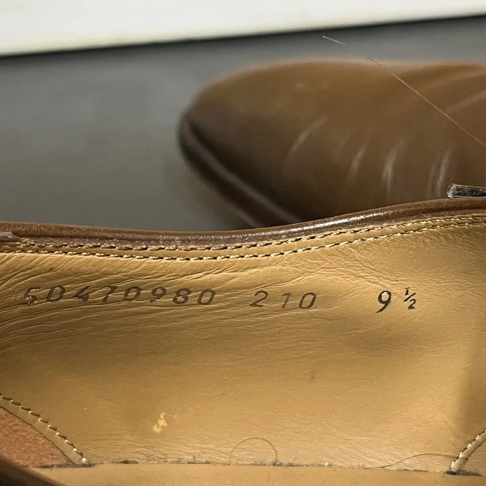 Hugo Boss Mens Brown Leather Derby Dress Shoes Made in‎ Italy 50470980 Size 9.5